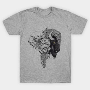 Buffalo Bison Wild Animal Nature Illustration Art Tattoo T-Shirt